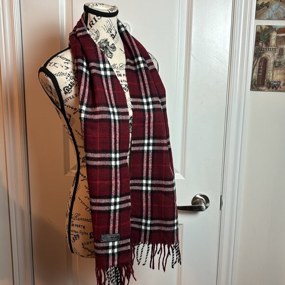Burberry Accessories - Vintage Burberrys of London Red Plaid Wool Scarf